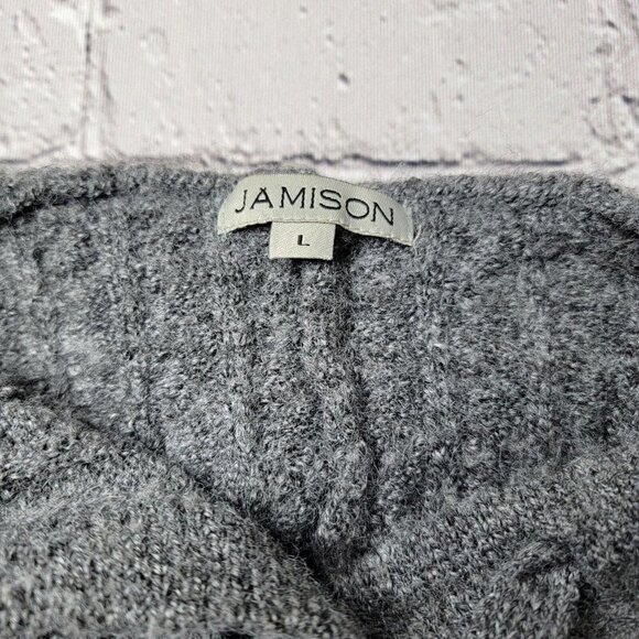 Jamison Soft Brynn Cable Knit Drawstring Hoodie LongSleeve In Gray Size L - Picture 6 of 10